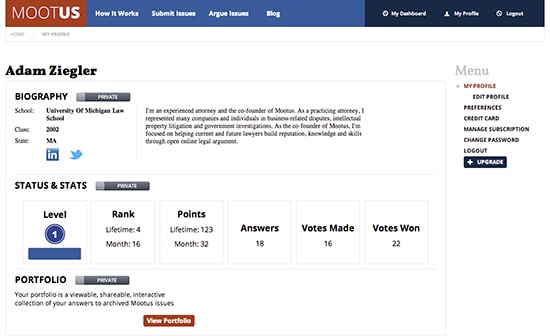 Sample Mootus Profile