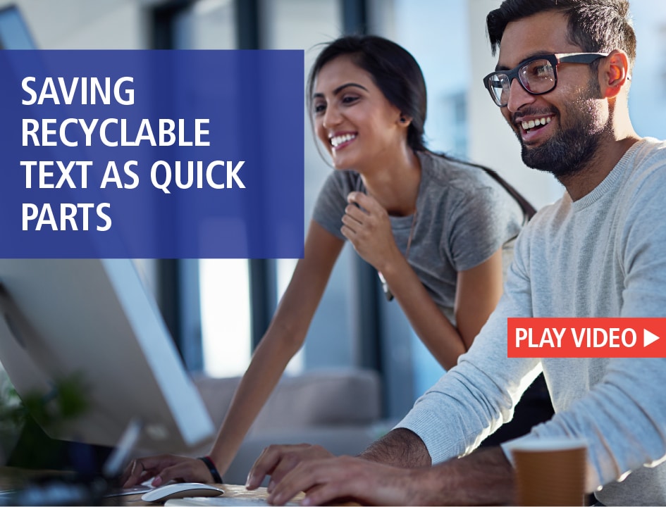 Video: Saving Recyclable Text as Quick Parts in Microsoft Word ...