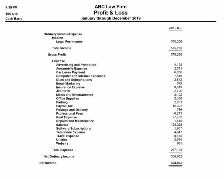 Quickbooks Chart Of Accounts For Lawyer