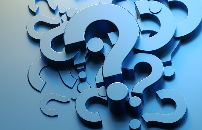 Question marks on table legal brand marketing