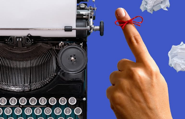 type writer hand with ribbon brief writing