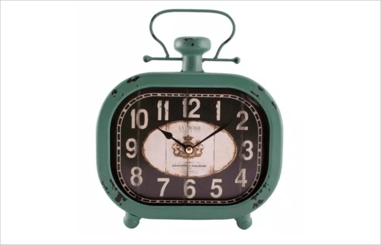 metal teal clock