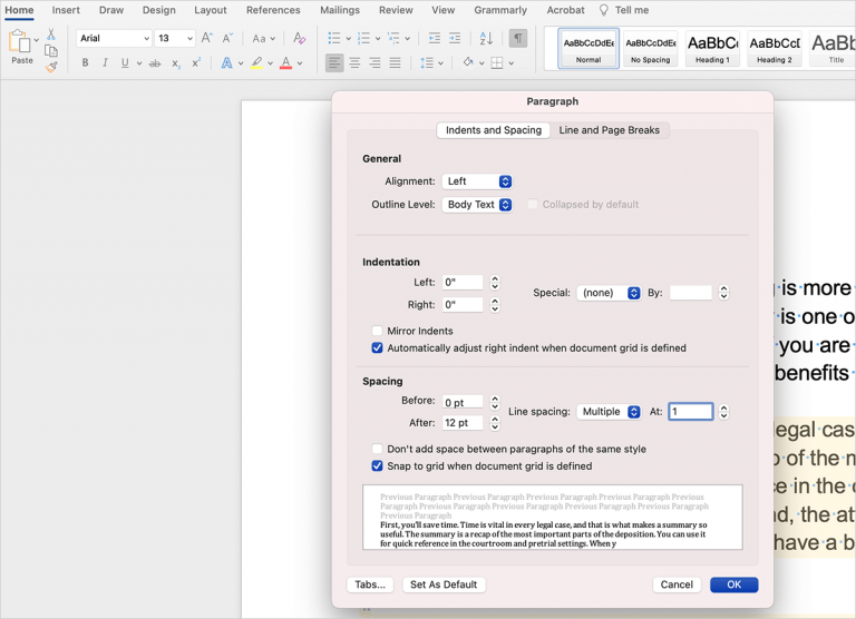 Multilevel Paragraph Numbering in Word for Mac for Legal Professionals