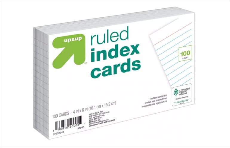 target ruled index cards