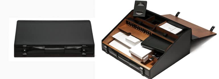 Pineider Scrittoio da Viaggio, an opulent Italian leather portable writing desk gift.