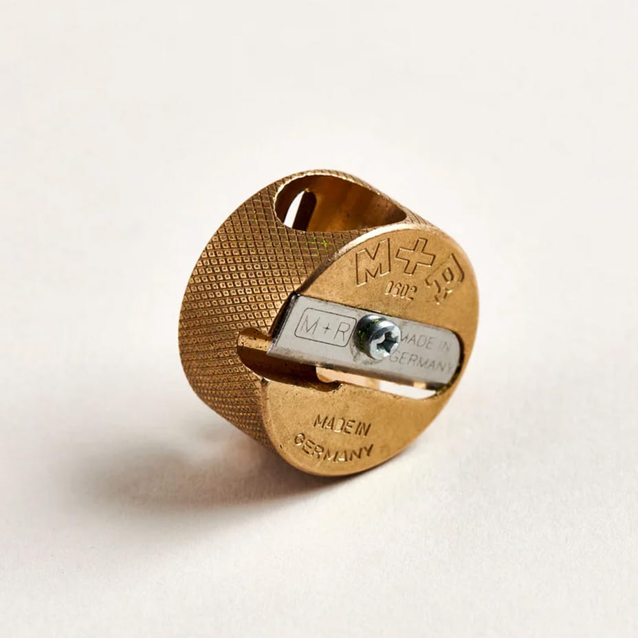 Mark & Fold luxury gift box containing a lay-flat journal, planner, and brass accessories.