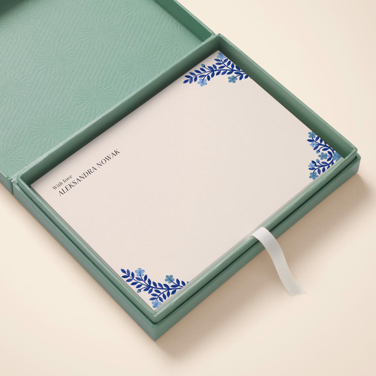 Luxurious personalized Papier Italian Summer notecards, a beautiful stationery gift.