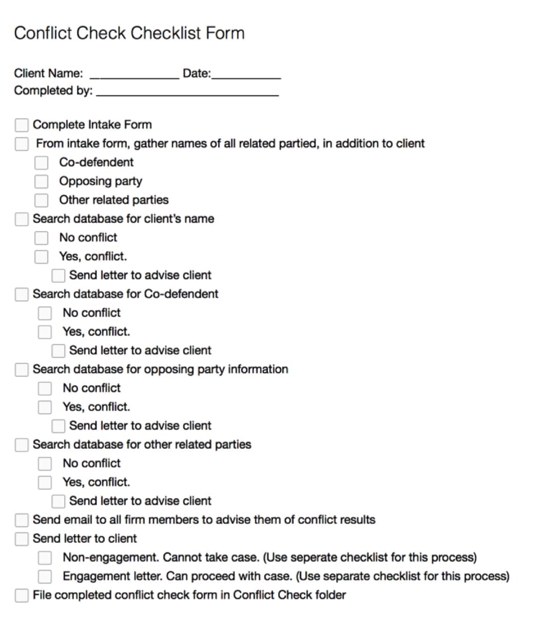 law firm checklists