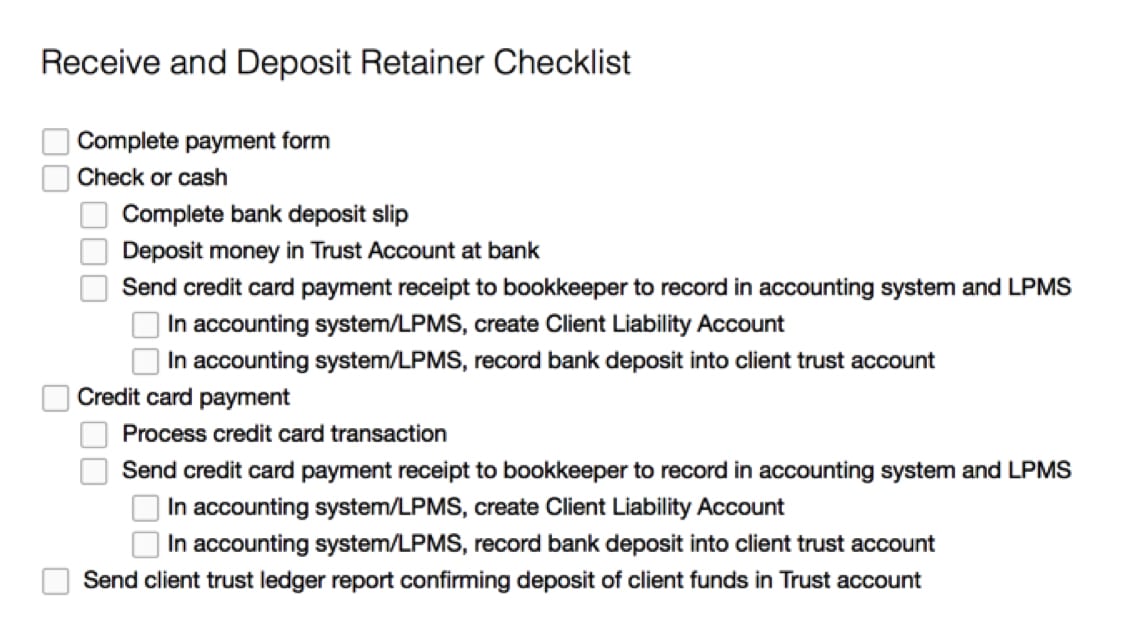 law firm checklists