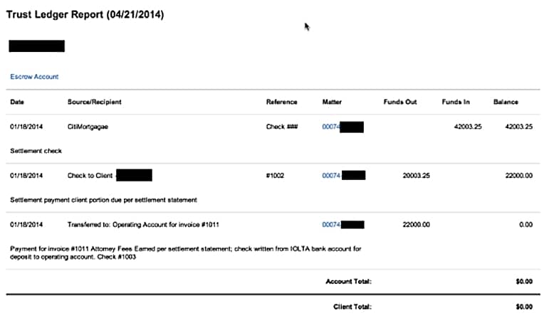 Trust ledger report