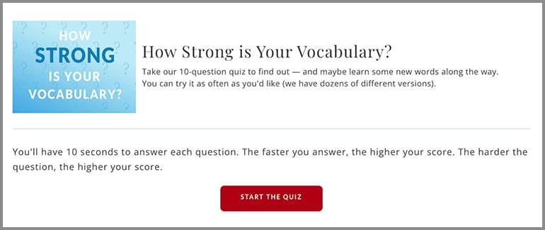 How strong is your vocabulary word games