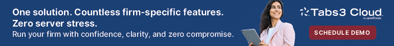 Tabs3 Ad Spot #6 July 2025. One solution. Countless firm-specific features.