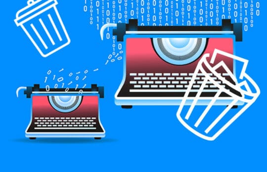 typewriters with AI legal content marketing code and garbage canseting and