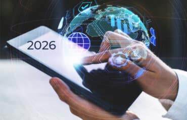 Digital globe and tablet illustrating law firm marketing trends 2026.