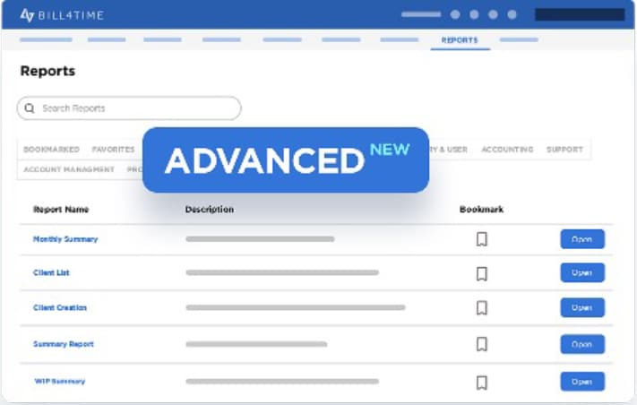 bill 4 time Law firm financial reporting screen