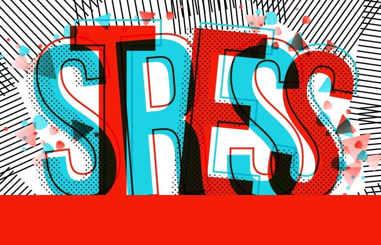 Abstract graphic of the word STRESS illustrating legal practice stress patterns.