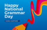 Happy National Grammar Day 2026 Haiku Editio with pencil and colorful writing