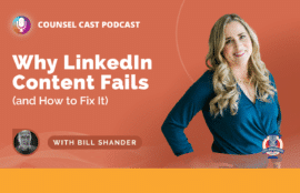 Counsel Cast Podcast episode 182 wide cover art featuring Karin Conroy and Bill Shander