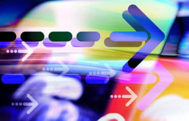 Abstract colorful arrows showing data flow for legal trust accounting software.