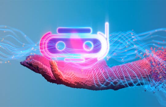 hand holding a microsoft copilot agent