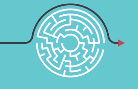 A line bypassing a maze, illustrating efficient law firm productivity.