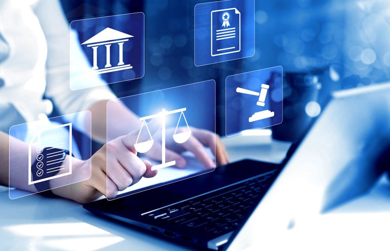 Law Firm partner working on a laptop computer