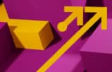 Abstract graphic showing upward growth arrows and blocks, representing law firm martech integration.