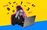 woman lawyer at desktop under stress depicting need for micro-recovery strategies to reduce stress