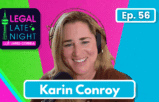 episode 56 featuring Karin Conroy with a microphone