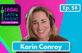 episode 56 featuring Karin Conroy with a microphone