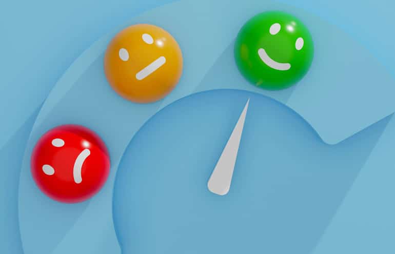 sad, neutral and happy faces meter for law firm associate satisfaction