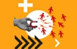 hand with magnate pulling in law firm employee retention with arrows.