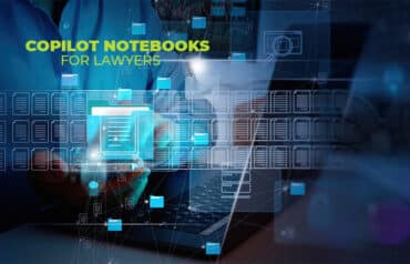 document files on blue background organized legal matters with copilot notebooks for lawyers