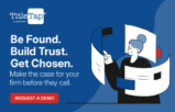 TitleTap graphic displaying law firm website design solutions to build trust and acquire clients online.