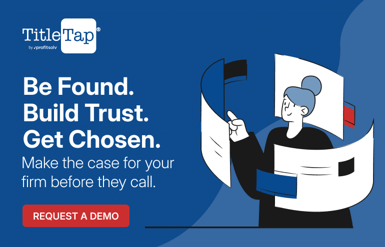 TitleTap graphic displaying law firm website design solutions to build trust and acquire clients online.