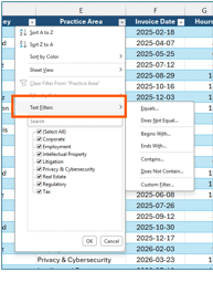 Three Quick Excel Tips for Legal Professionals 4 Using text filters in Excel