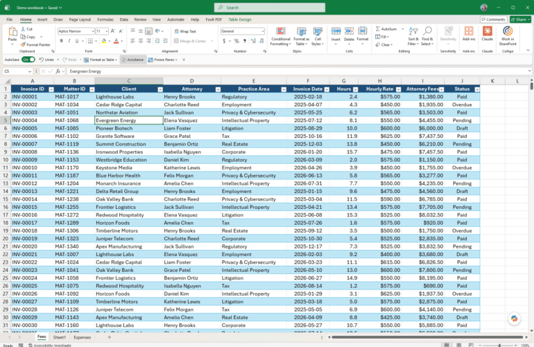 Three Quick Excel Tips for Legal Professionals 2 Excel Spreadsheet data