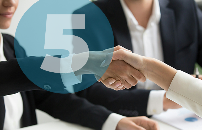 Lawyers shaking hands referring cases
