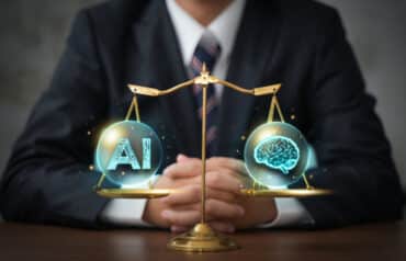 Legal professional using a laptop to set up AI personalizations for lawyers in ChatGPT and Microsoft Copilot